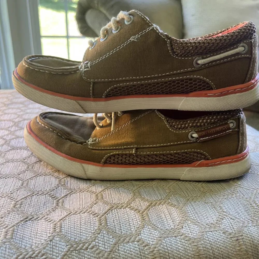 GH Bass & Co Oliver Mesh Boat Shoe Canvas Casual Brown Orange Coastal M 8.5